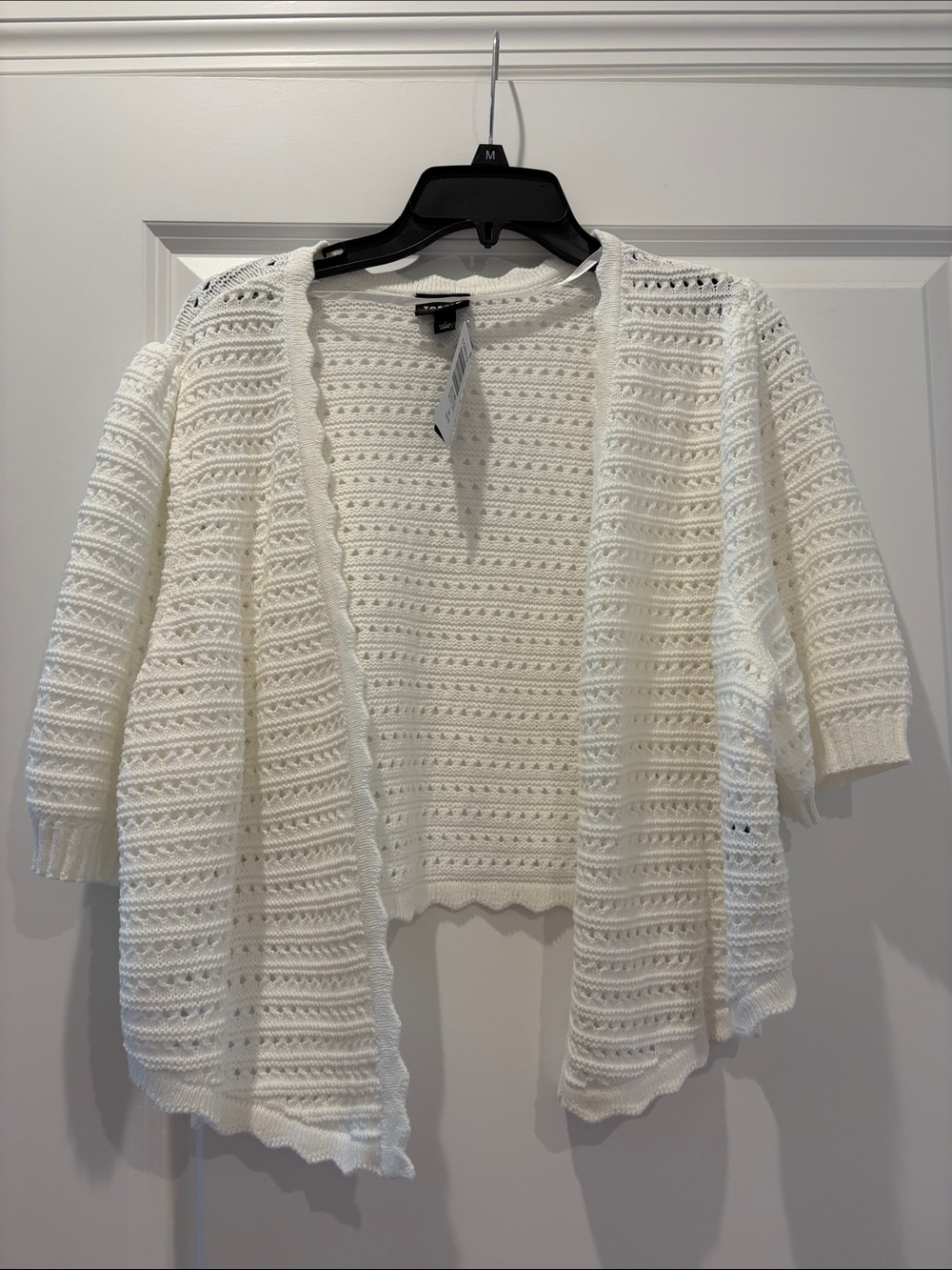 torrid White Open-Front Crochet Knit Cardigan